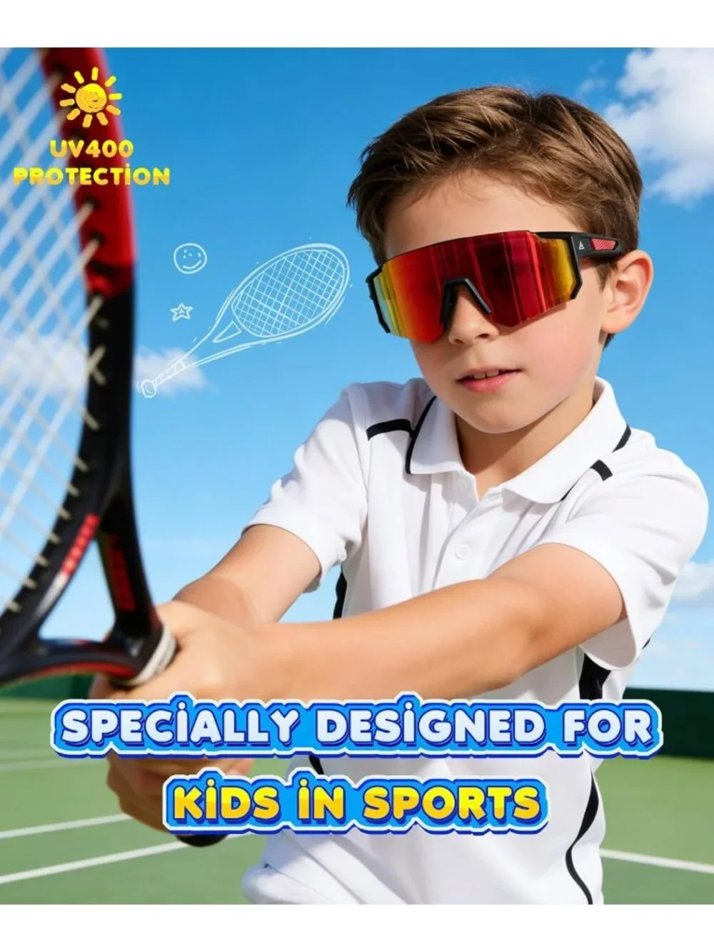 Stylish Kids' Sunglasses for Boys & Girls - UV400 Protection, Sporty Design, Age